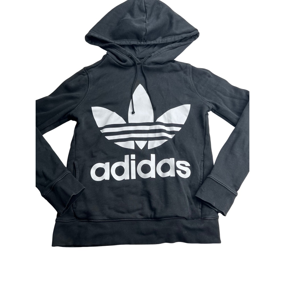 Adidas Originals Trefoil Hoodie Black White Logo Kids XS Pullover‎ Streetwear
